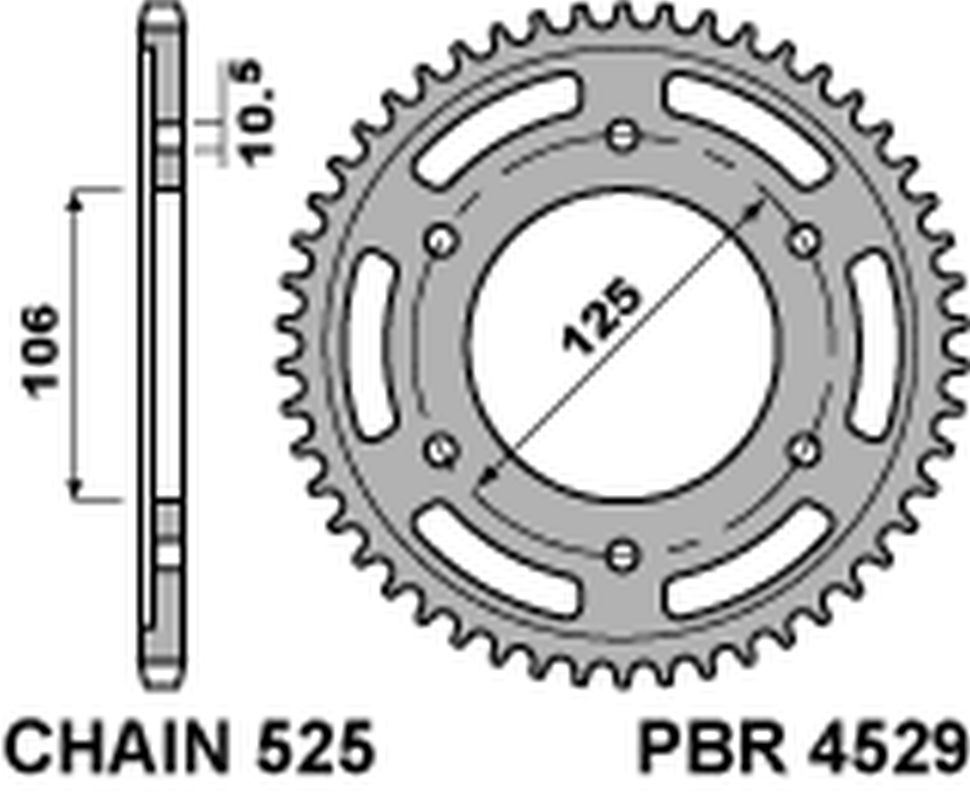 PBR rozeta 4529 49 C45 TRIUMPH 675 DAYTONA/ STREET TRIPLE 06-20, BONNEVILLE/SPEEDMASTER/THRUXTON 1200 (JTR2014.49) (řetěz 525) (MADE IN ITALY)